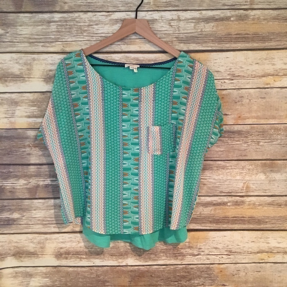 Anthropologie Meadow Rue Zane Layered Geometric Print Top Women’s Size S - Picture 2 of 6
